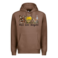 Chestnut Peace Love Kangaroo Premium Hoodie - LillyAllenDesigns