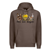 Coffee Peace Love Kangaroo Premium Hoodie - LillyAllenDesigns