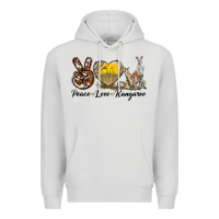 Dove Grey Peace Love Kangaroo Premium Hoodie - LillyAllenDesigns