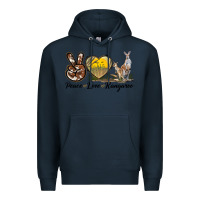 Navy Peace Love Kangaroo Premium Hoodie - LillyAllenDesigns