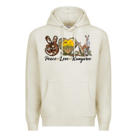 Oatmeal Heather Peace Love Kangaroo Premium Hoodie - LillyAllenDesigns
