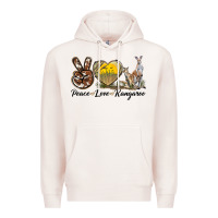 Pale Pink Peace Love Kangaroo Premium Hoodie - LillyAllenDesigns