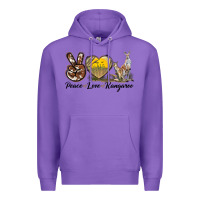 Purple Peace Love Kangaroo Premium Hoodie - LillyAllenDesigns