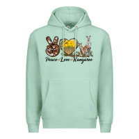 Seafoam Peace Love Kangaroo Premium Hoodie - LillyAllenDesigns