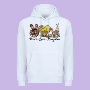 Peace Love Kangaroo Premium Hoodie Designed By Lillyallendesigns