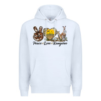 White Peace Love Kangaroo Premium Hoodie - LillyAllenDesigns