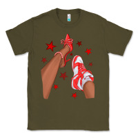 Army Green Bright Red Afro Girl Sneakers and Heels Classic Tee - texasbilliewilder