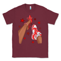 Burgundy Bright Red Afro Girl Sneakers and Heels Classic Tee - texasbilliewilder