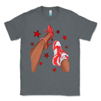 Charcoal Heather Bright Red Afro Girl Sneakers and Heels Classic Tee - texasbilliewilder