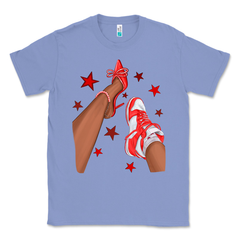 Bright Red Afro Girl Sneakers And Heels Classic Tee by texasbilliewilder | Teevron