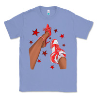 Colony Blue Bright Red Afro Girl Sneakers and Heels Classic Tee - texasbilliewilder