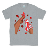 Heather Grey Bright Red Afro Girl Sneakers and Heels Classic Tee - texasbilliewilder