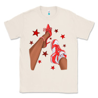 Natural Bright Red Afro Girl Sneakers and Heels Classic Tee - texasbilliewilder