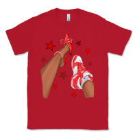 Red Bright Red Afro Girl Sneakers and Heels Classic Tee - texasbilliewilder