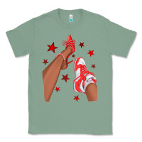 Sage Bright Red Afro Girl Sneakers and Heels Classic Tee - texasbilliewilder