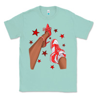 Seafoam Bright Red Afro Girl Sneakers and Heels Classic Tee - texasbilliewilder