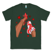 Sports Green Bright Red Afro Girl Sneakers and Heels Classic Tee - texasbilliewilder