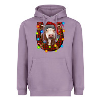 Lavender christmas horseshoe with hereford cow Heavyweight Hoodie - RanaPortraitStore