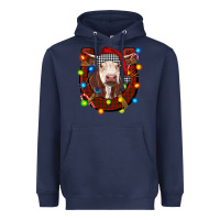 Navy christmas horseshoe with hereford cow Heavyweight Hoodie - RanaPortraitStore
