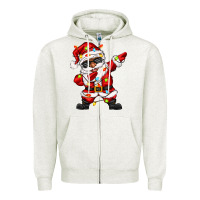 Oatmeal Heather afro dabbing santa Zipper Hoodie - Zillion Design Studio