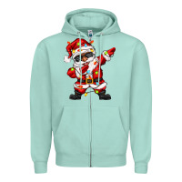 Seafoam afro dabbing santa Zipper Hoodie - Zillion Design Studio