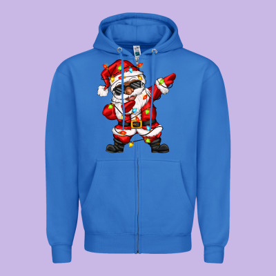 Afro Dabbing Santa Zipper Hoodie Designed By Zillion Design Studio