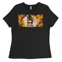 Black mess bun mama with sunflowers and colorful leopard license plate Ladies Tee - BarkalooDesign
