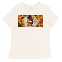 Bone mess bun mama with sunflowers and colorful leopard license plate Ladies Tee - BarkalooDesign