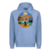 Colony Blue boat waves sun rays lake days Premium Hoodie - NancyCooperArtShop