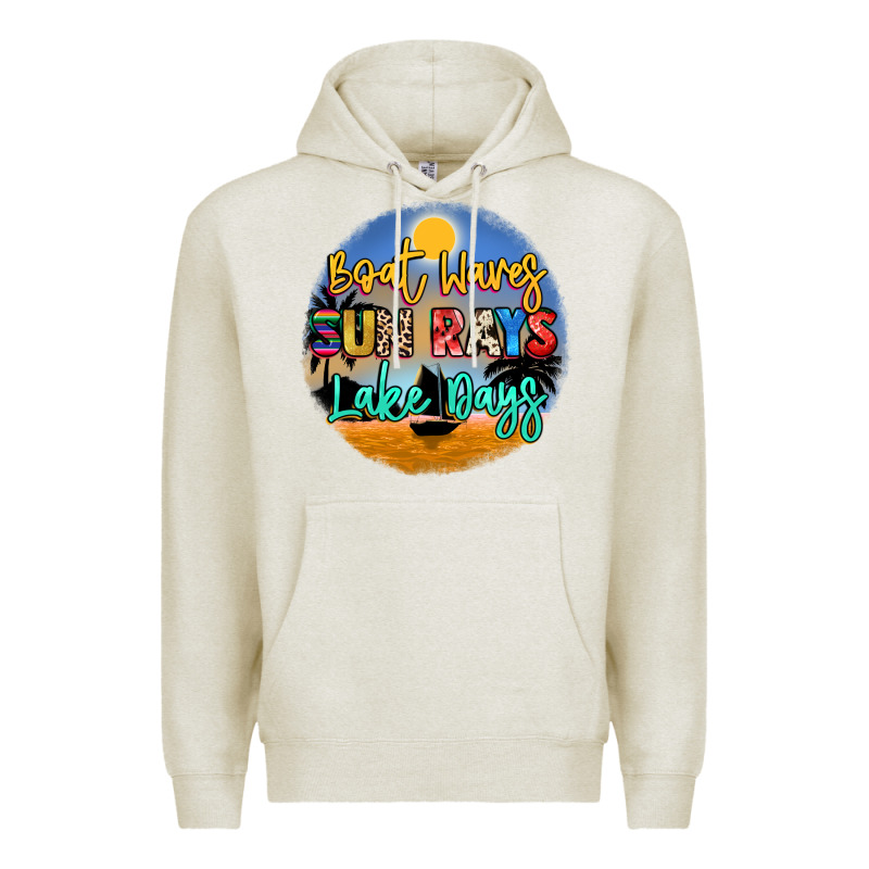 Boat Waves Sun Rays Lake Days Premium Hoodie by NancyCooperArtShop | Teevron