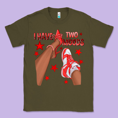 Bright Red I Have Two Moods Afro Girl Sneakers Classic Tee Designed By Texasbilliewilder