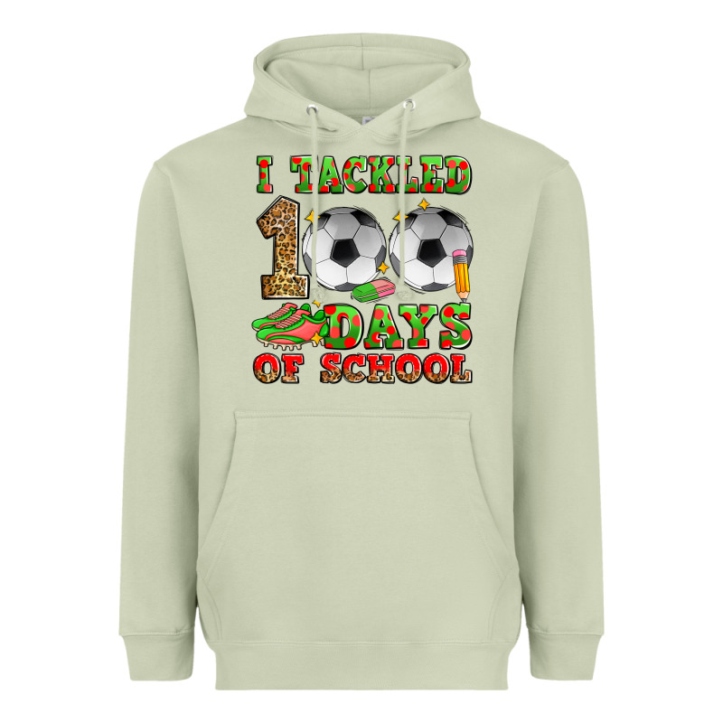 I Tackled 100 Days Of School Soccer Heavyweight Hoodie by Zillion Design Studio | Teevron