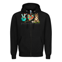 Black peace love collie Zipper Hoodie - texasbilliewilder