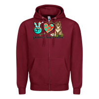 Burgundy peace love collie Zipper Hoodie - texasbilliewilder