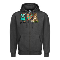 Charcoal Heather peace love collie Zipper Hoodie - texasbilliewilder