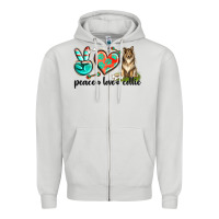 Dove Grey peace love collie Zipper Hoodie - texasbilliewilder