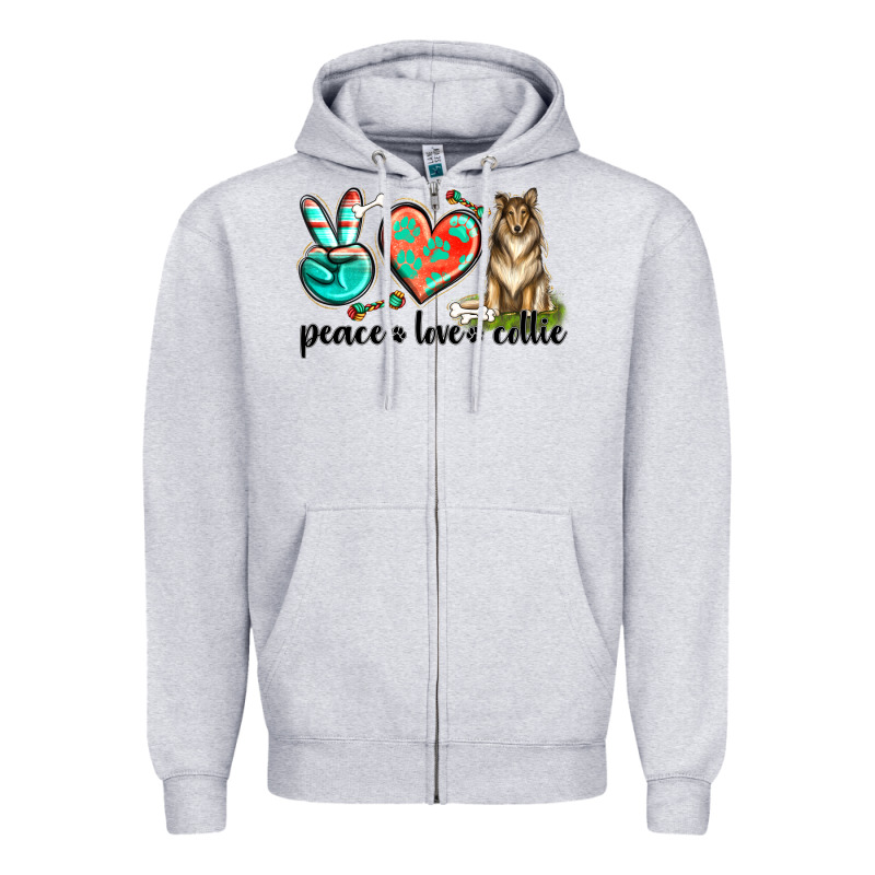 Peace Love Collie Zipper Hoodie by texasbilliewilder | Teevron