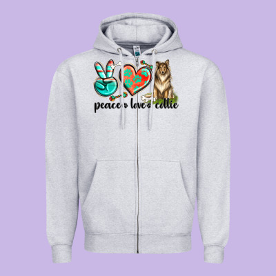 Zipper Hoodie peace love collie