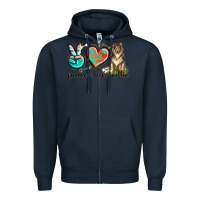 Navy peace love collie Zipper Hoodie - texasbilliewilder