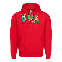 Red peace love collie Zipper Hoodie - texasbilliewilder