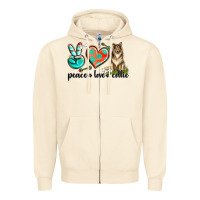 Sandshell peace love collie Zipper Hoodie - texasbilliewilder