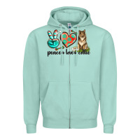Seafoam peace love collie Zipper Hoodie - texasbilliewilder