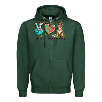 Sports Green peace love collie Zipper Hoodie - texasbilliewilder