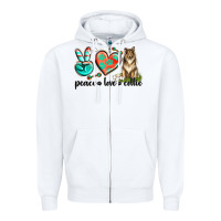 White peace love collie Zipper Hoodie - texasbilliewilder