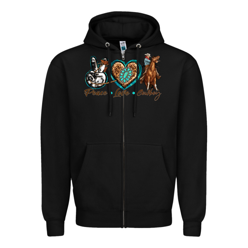 Peace Love Cowboy Zipper Hoodie by texasbilliewilder | Teevron