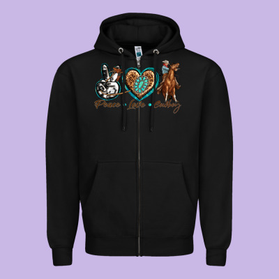 Zipper Hoodie peace love cowboy