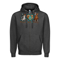 Charcoal Heather peace love cowboy Zipper Hoodie - texasbilliewilder