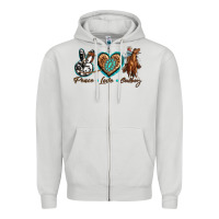 Dove Grey peace love cowboy Zipper Hoodie - texasbilliewilder