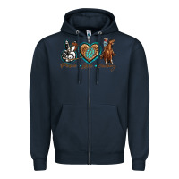 Navy peace love cowboy Zipper Hoodie - texasbilliewilder