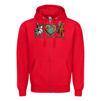 Red peace love cowboy Zipper Hoodie - texasbilliewilder